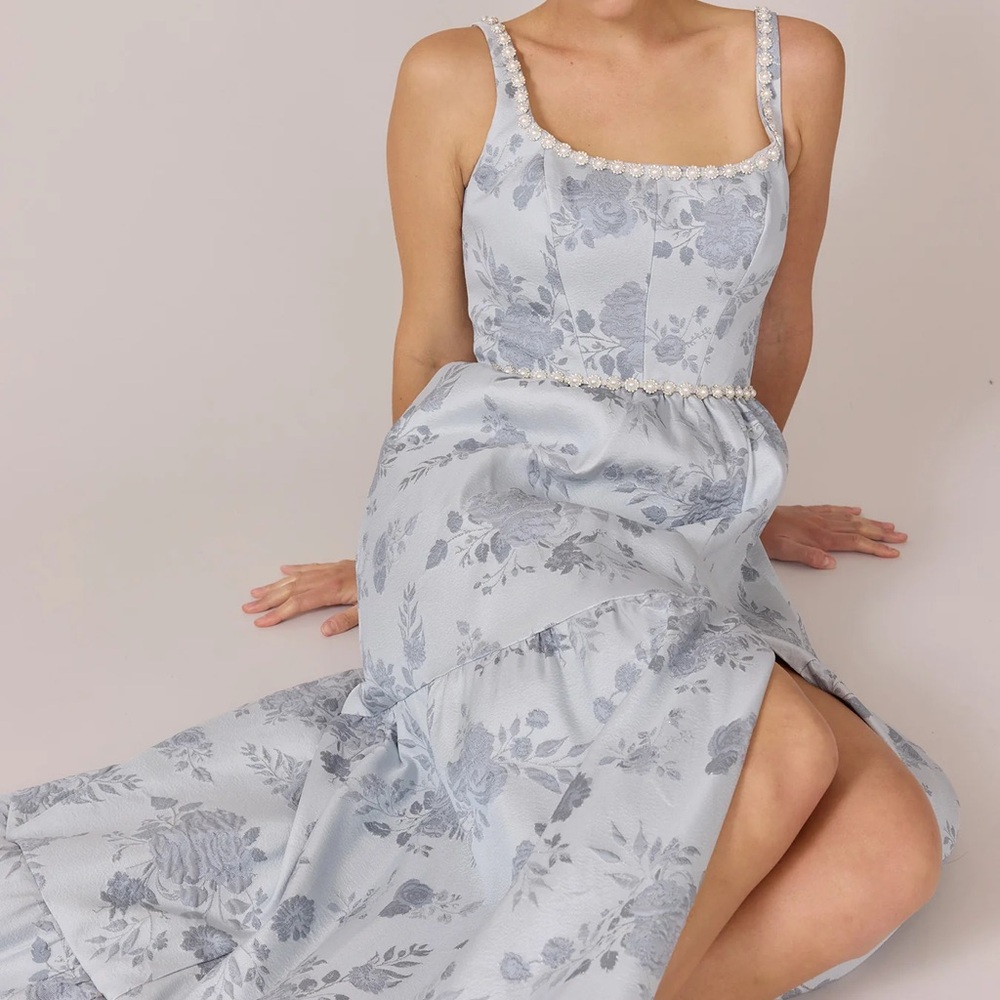 Revelry Light Blue Floral Empire Waist Maxi Dress - Picture 3 of 6
